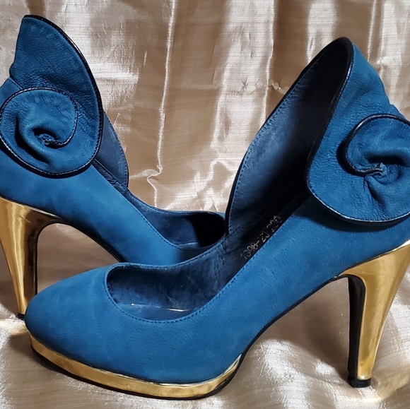 Suann Villa Teal suede shoes size 6.5 - Picture 2 of 7